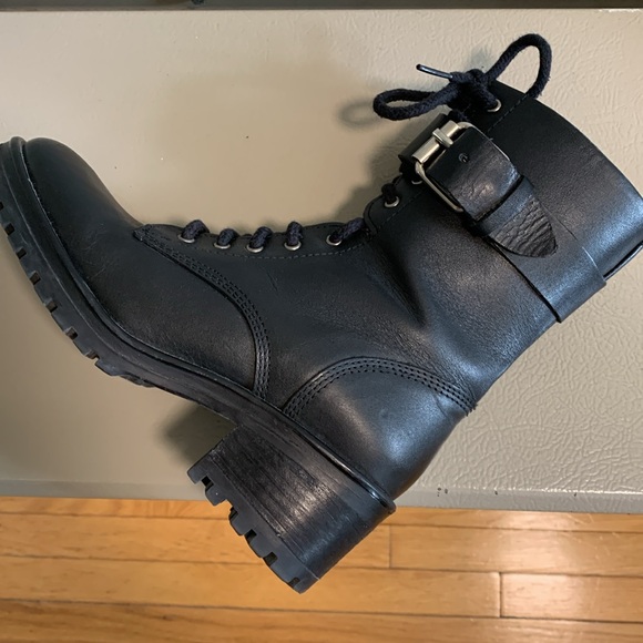 STEVE MADDEN Griffen Leather Moto Combat Style Boots Size 7.5 Black - Picture 13 of 16